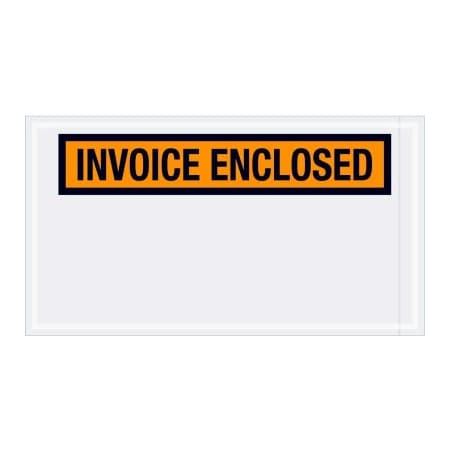 The Packaging Wholesalers Panel Face Envelopes, "Invoice Enclosed" Print, 10"L x 5-1/2"W, Orange, 1000/Pack ENVPQ27